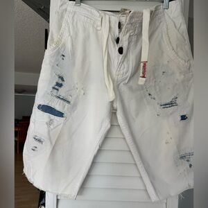 True Religion Off-White Denim Shorts